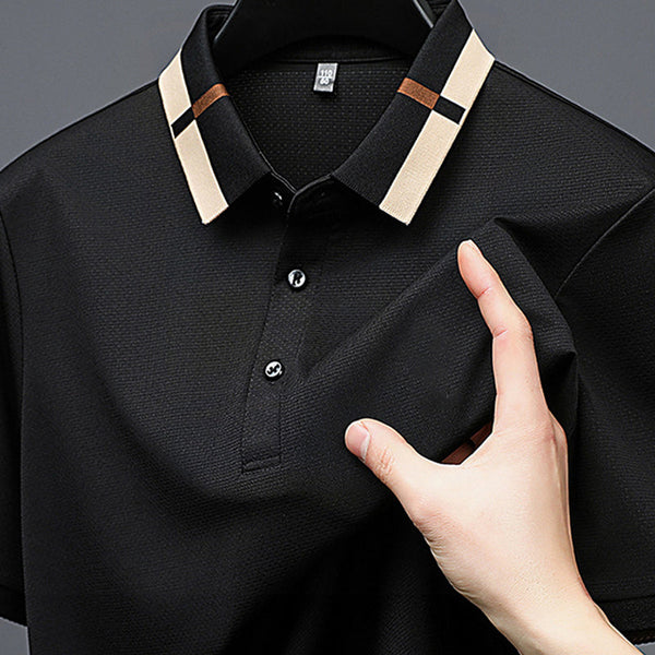 Polo de manga corta y tejido elástico de seda